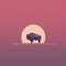 Minimalist Bison Photography: Conceptual Minimalism In Retrowave Style