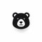 Minimalist Black Bear Face Icon On White Background