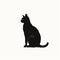 Minimalist Black Cat Silhouette: Editorial Illustration With A Sense Of Contemplation