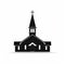 Minimalist Black Church Illustration On White Background