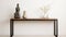 Minimalist Black Console Table With Serene Buddha Print