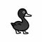 Minimalist Black Duck Icon In Algeapunk Style