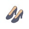 Minimalist black female shoes pair fashion wardrobe shopping 3d icon isometric vector illustration