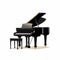 Minimalist Black Grand Piano Illustration On White Background