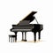 Minimalist Black Grand Piano Illustration On White Background