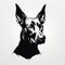 Minimalist Black Line Sketch Art Of A Doberman Pinscher