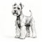 Minimalist Black Line Sketch Art Of A Miniature Schnauzer