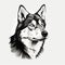 Minimalist Black Line Sketch Art Of A Siberian Husky