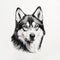 Minimalist Black Line Sketch Art Of A Siberian Husky