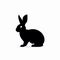 Minimalist Black Rabbit Silhouette On White Background