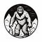 Minimalist Black And White Bigfoot Sticker With Unique Character Design