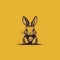 Minimalist Black And White Bunny Drawing On Yellow Background