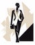 Minimalist Black and White Businessman Sketch in Retro Glamour Style (AI Generated