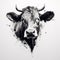 Minimalist Black And White Cow Art With Lifelike Accuracy And Bold Saturation