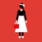 Minimalist Black And White Illustration Of A Nurse In Isotype Style