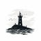 Minimalist Black And White Lighthouse Illustration In Graphic Style