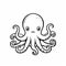 Minimalist Black And White Octopus Drawing With Horns