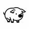 Minimalist Black And White Pig Icon With Shodo Style - Rtx On