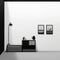 Minimalist Black And White Room Illustration With Neo-geo Style