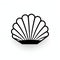 Minimalist Black And White Scallop Shell Icon With Maritime Symmetry