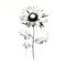 Minimalist Black And White Sunflower Doodle With Bloodsplattered Leaves