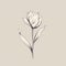 Minimalist Black And White Tulip Silhouette On Beige Background