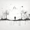 Minimalist Black And White Youtube Drawing With Surreal 3d Landscapes
