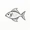 Minimalist Blackline Fish Drawing On White Background