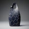 Minimalist Blue And Gray Leather Vase With Handles