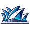 Minimalist blue and white logo of the Sydney Opera House, A minimalist logo of the Sydney Opera House, minimalist logo