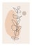 Minimalist botanical branch with leaves abstract collage