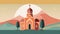 Minimalist Byzantine Art Illustration Of Roman Catholic Church