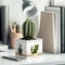 Minimalist Cactus Decoration: A Pot Plant Inside a Gift Box for Modern Home or Home Office Desk. Generative AI