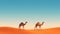 Minimalist Camel Hiking In Color Field Desert - Concept Art