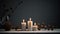 Minimalist Candles Scene With Flickering Light On Dark Gray Table