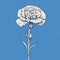 Minimalist Carnation Line Art On Blue Background