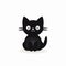 Minimalist Cartoon Black Kitten Icon: Cute And Lively Illustrations