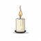 Minimalist Cartoon Candle Illustration On White Background