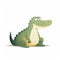 Minimalist Cartoon Crocodile Sitting On White Background