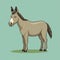 Minimalist Cartoon Donkey Illustration On Green Background