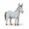 Minimalist Cartoon Donkey Illustration On White Background