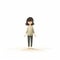 Minimalist Cartoon Girl: Soft Textures, Muted Colors, High Resolution