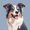 Minimalist Cartoon Illustration Of An Australian Shepherd Dog