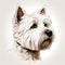 Minimalist Cartoon Illustration Of A White Westie