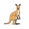 Minimalist Cartoon Kangaroo Illustration On White Background