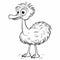 Minimalist Cartoon Ostrich Coloring Page For Children