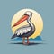 Minimalist Cartoon Pelican With Stylized Realism