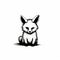 Minimalist Cartoon Realism: White And Black Drawing Of A Cute Fox