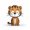 Minimalist Cartoon Tiger Portrait: Cute And Simplistic Illustration