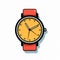 Minimalist Cartoon Yellow Watch Icon Vector Illustration